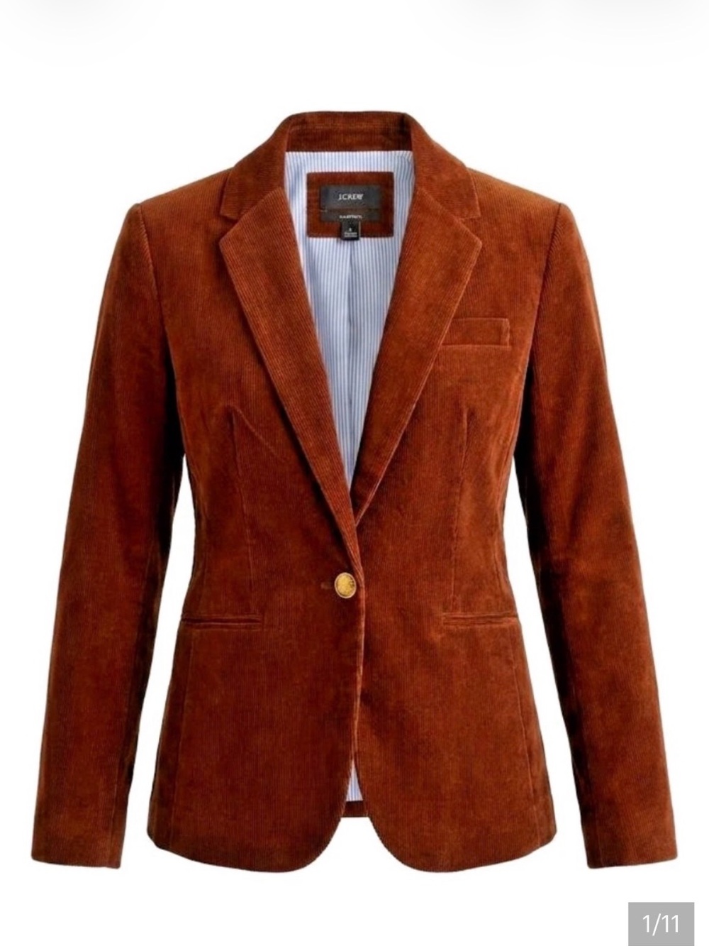J CREW Campbell Rust Brown Corduroy Blazer Size 12